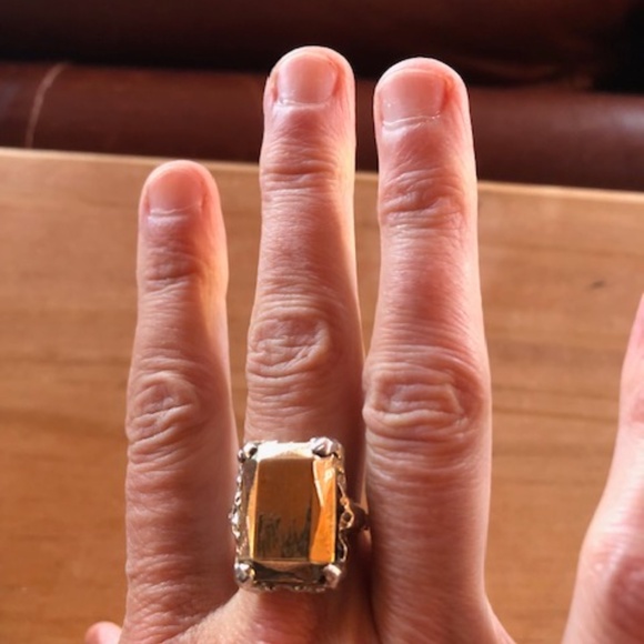 RARE, Custom-Made DIGBY & IONA Sterling/Brass Cocktail Ring 6.25 - Picture 7 of 11